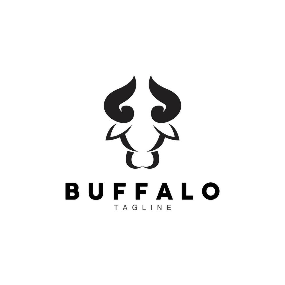 Büffel Logo, Vieh Bauernhof Tier Vektor, Büffel Kopf Design einfach Vorlage Silhouette vektor