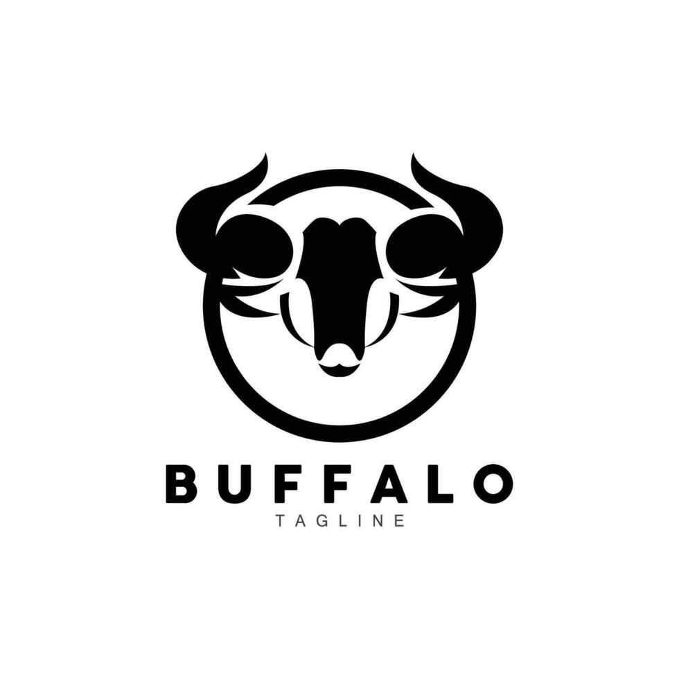 Büffel Logo, Vieh Bauernhof Tier Vektor, Büffel Kopf Design einfach Vorlage Silhouette vektor