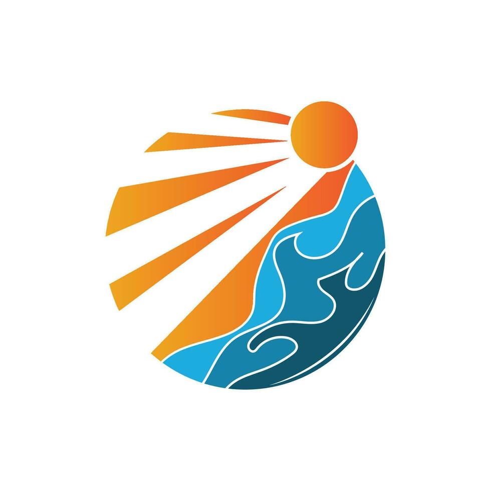 Sonnenuntergang Logo, Sonne Vektor, Strand natürlich Landschaft, minimalistisch Design Marke Illustration vektor