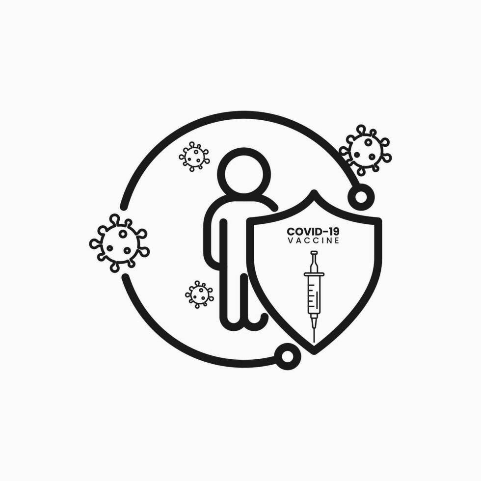 medizinisch Impfstoff und Spritze Linie Symbol Coronavirus. Corona Virus Symbol. linear Stil Coronavirus Impfstoff Symbol vektor