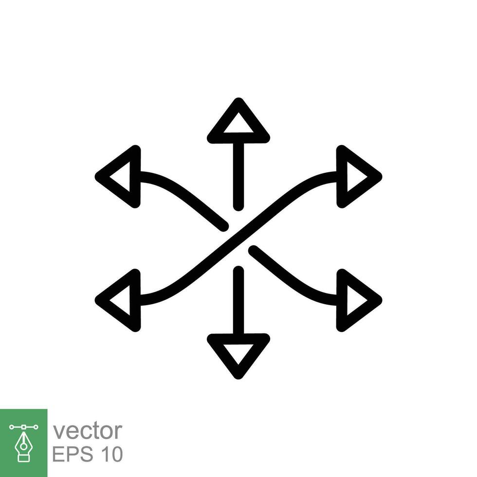 vielseitig Symbol. einfach Gliederung Stil. Mehrzweck Fähigkeit, Funktion kreuzen, mehrzweck, Neigung Fertigkeit Konzept. dünn Linie Symbol. Vektor Illustration isoliert auf Weiß Hintergrund. eps 10.