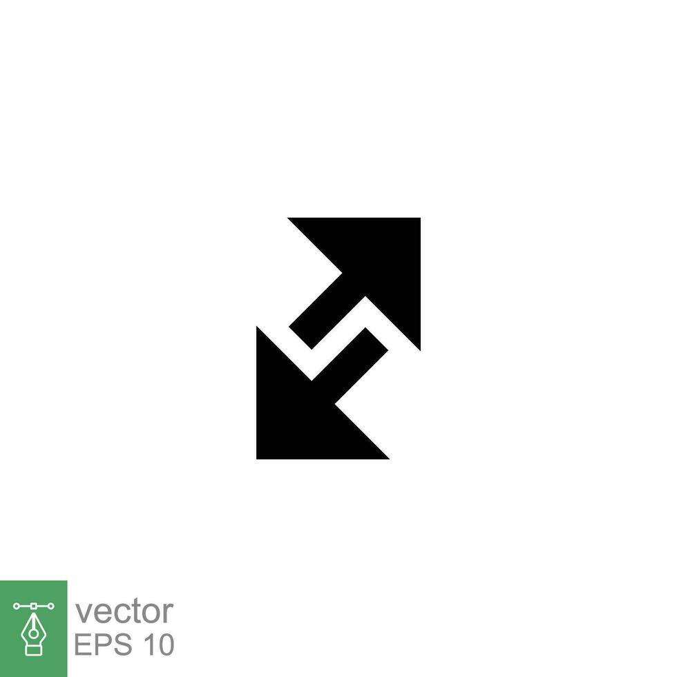 Austausch Handel Symbol. einfach solide Stil. Rückkehr oder Tausch, rekapitulieren, doppelt umkehren Pfeil, Schicht, Transfer Konzept. schwarz Silhouette, Glyphe Symbol. Vektor Illustration isoliert auf Weiß Hintergrund. eps 10.