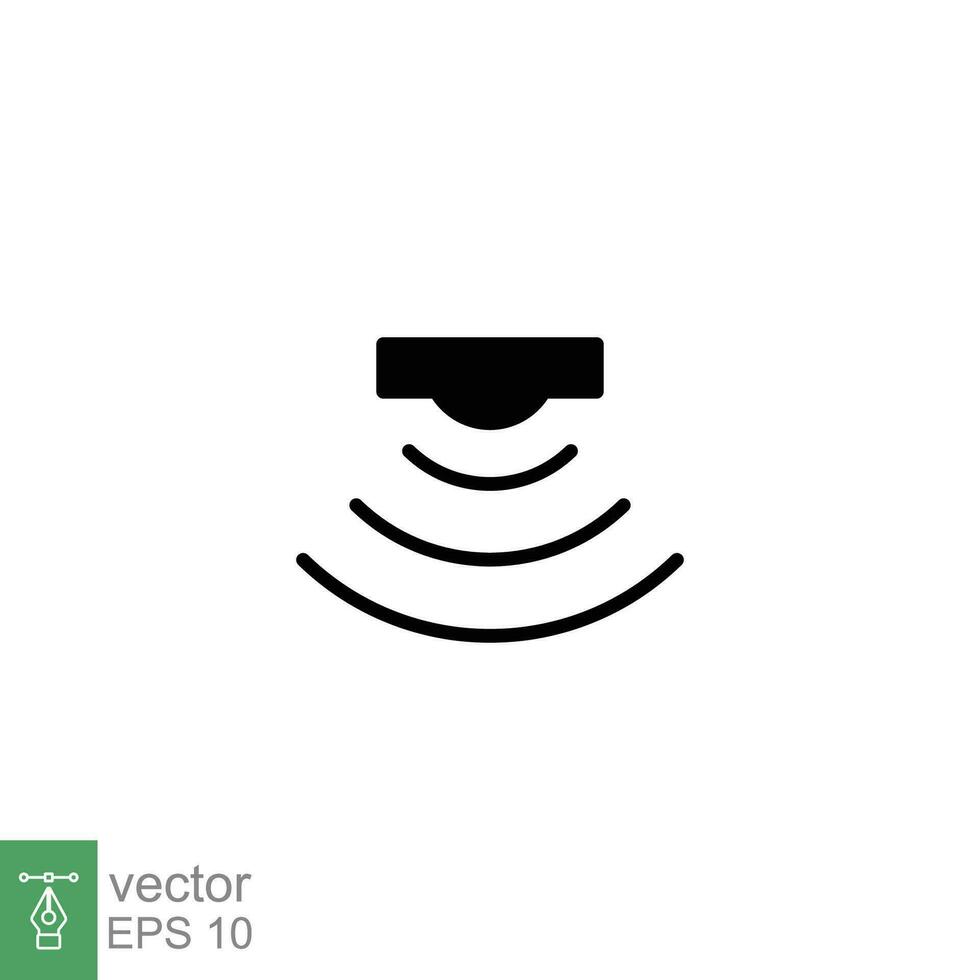 Sensor Symbol. einfach solide Stil. Licht Bewegung Welle Radar, Clever Bewegung Detektor, Sicherheit, Technologie Konzept. schwarz Silhouette, Glyphe Symbol. Vektor Illustration isoliert auf Weiß Hintergrund. eps 10.