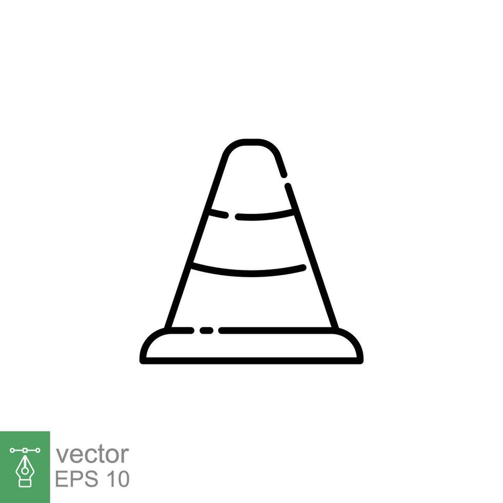 Straße Kegel Symbol. einfach Gliederung Stil. Konstruktion, Arbeit Sicherheit, Straße Sicherheit, zwei Plastik Kegel Konzept. dünn Linie Symbol. Vektor Illustration isoliert auf Weiß Hintergrund. eps 10.