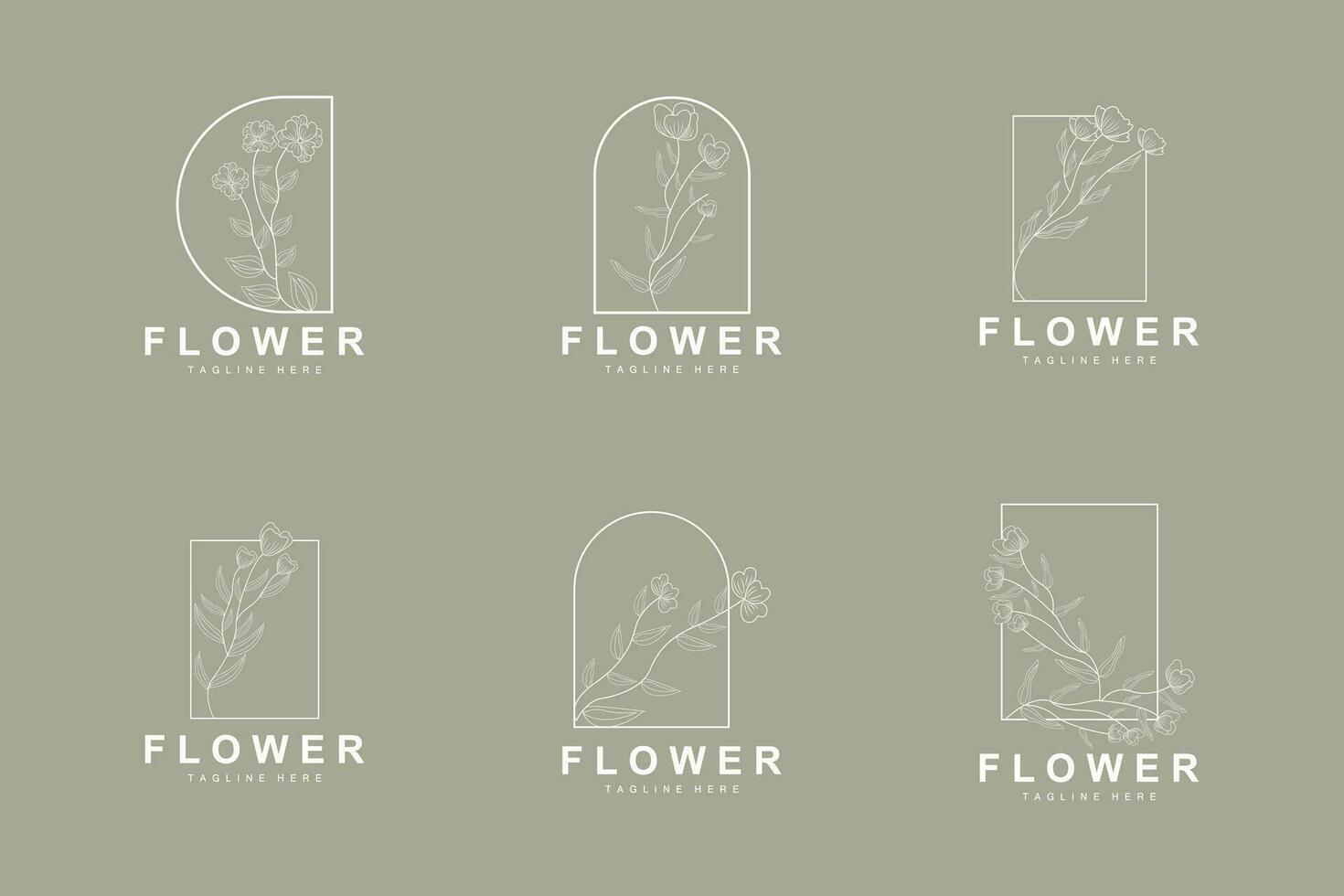 blommig logotyp, löv och blommor botanisk trädgård vektor, blommig design av liv vektor