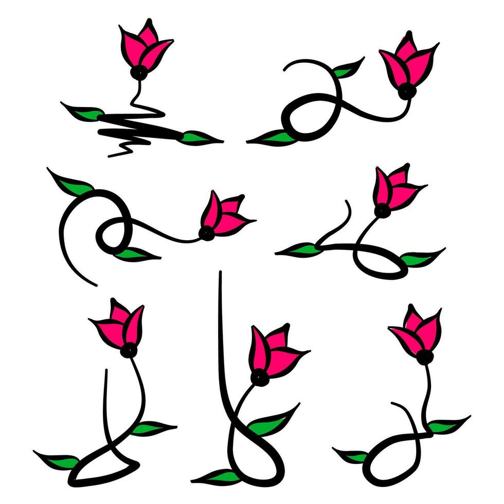Blume Gekritzel. Blume Muster. Blume Hand gezeichnet Vektor Illustration. Blumen- Grafik Element.
