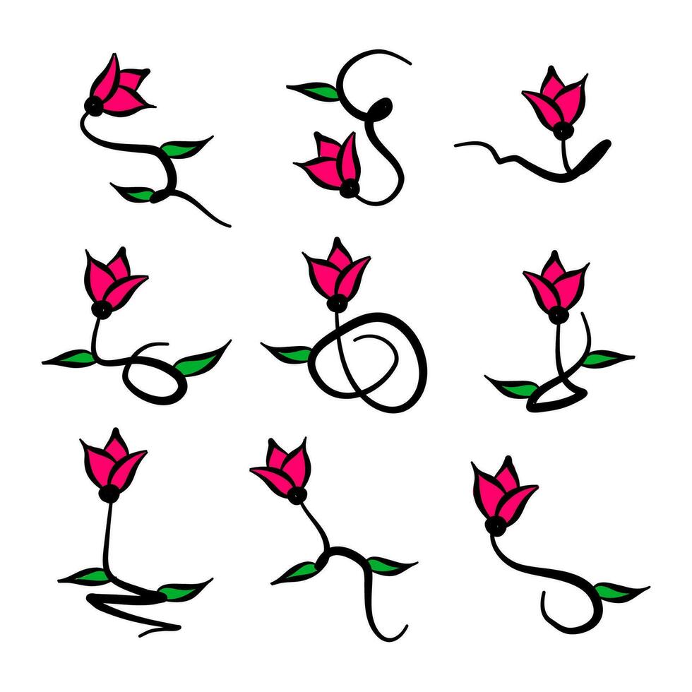 Blume Gekritzel. Blume Muster. Blume Hand gezeichnet Vektor Illustration. Blumen- Grafik Element.