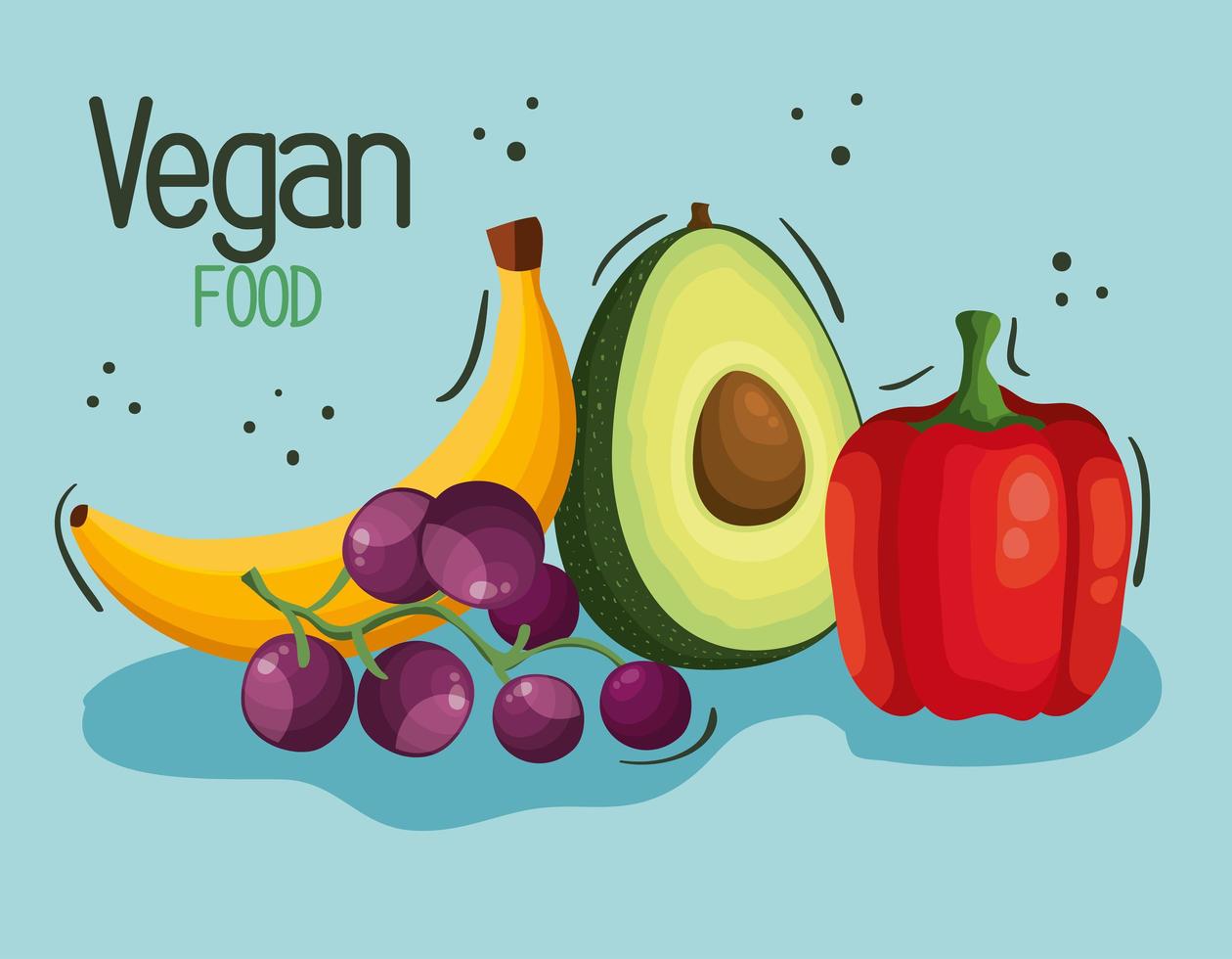 Veganes Essen Poster mit Obst und Gemüse vektor