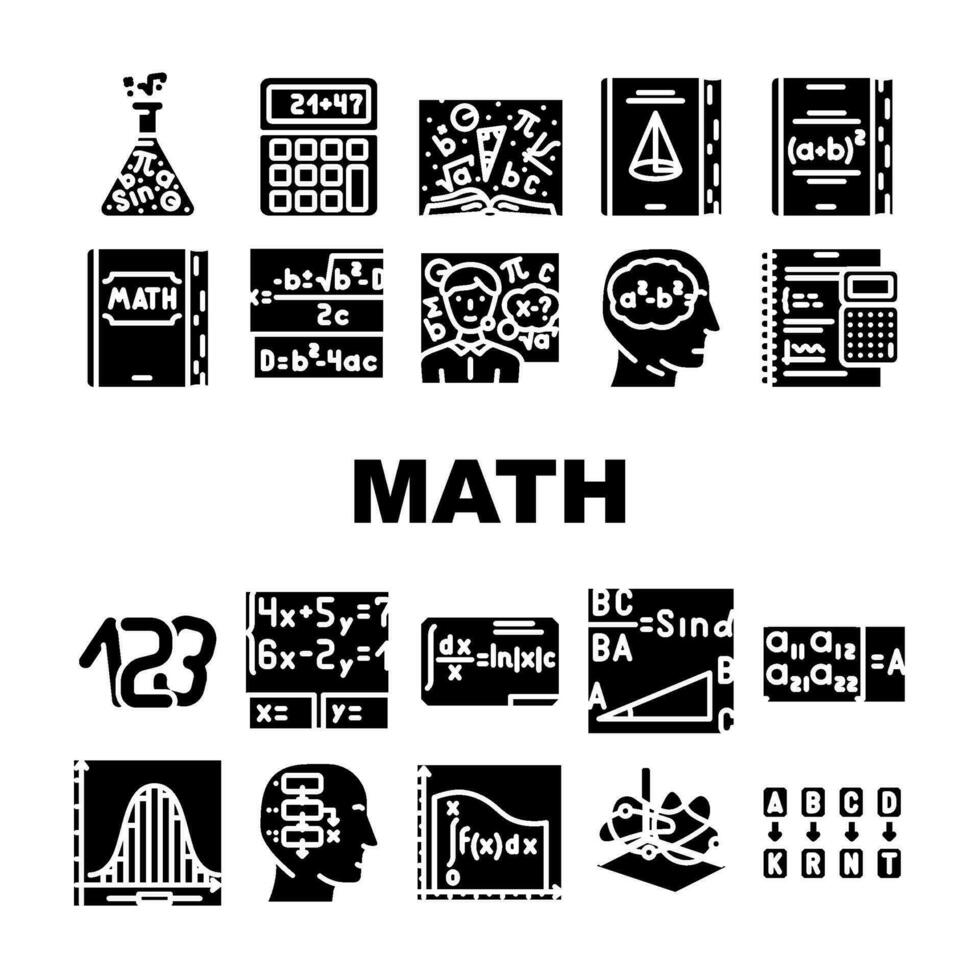 matematik vetenskap utbildning skola ikoner uppsättning vektor