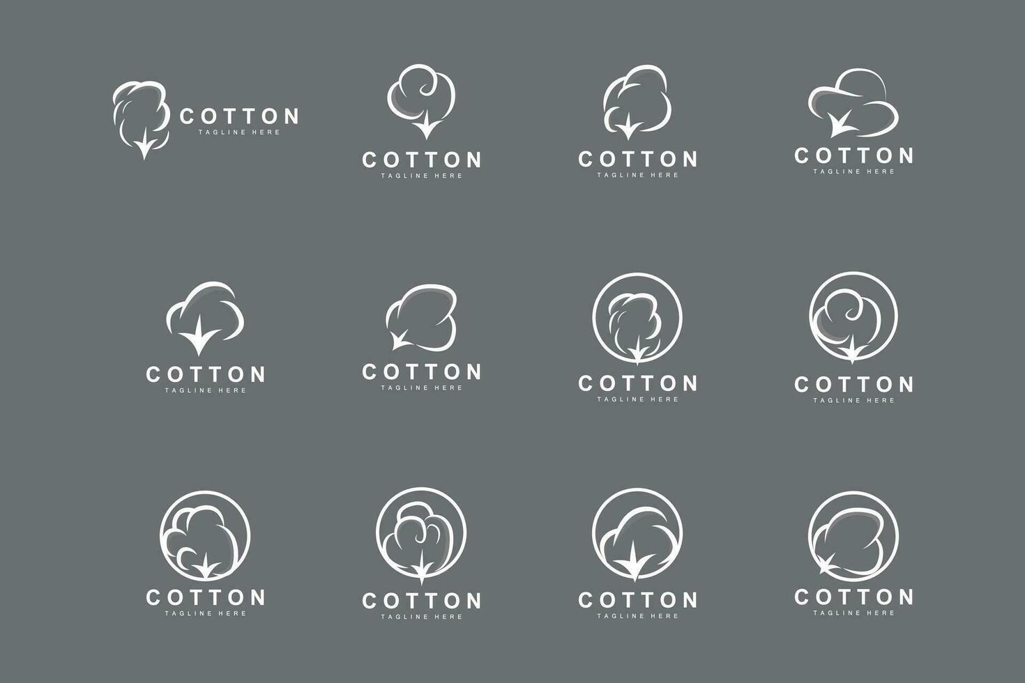 Baumwolle Logo, Sanft Baumwolle Blume Design Vektor natürlich organisch Pflanzen bekleidung Materialien und Schönheit Textilien
