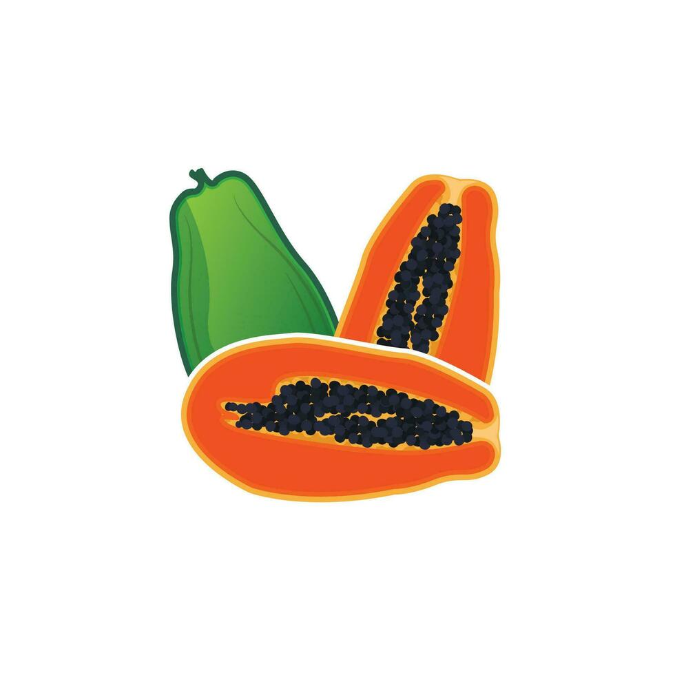 papaya logotyp design, vitamin frukt vektor, frukt produkt varumärke illustration ikon vektor