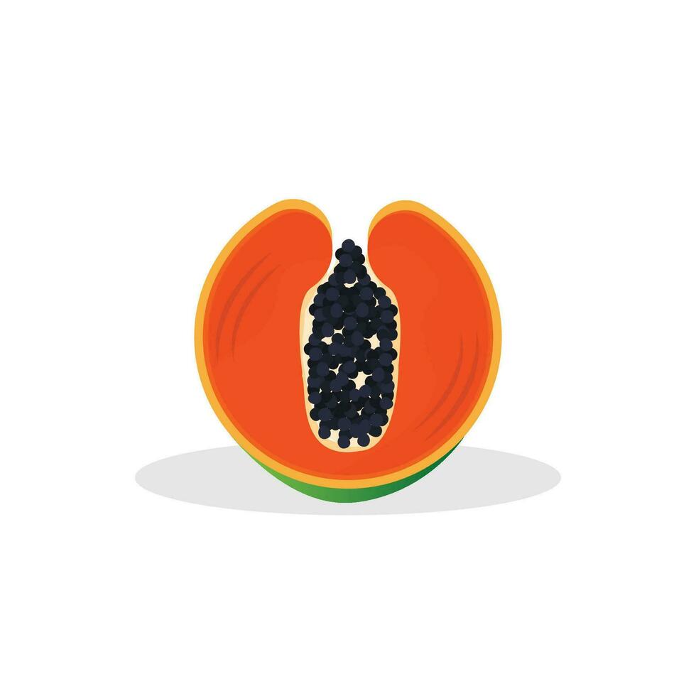 Papaya-Logo-Design, Vitamin-Frucht-Vektor, Symbol für Fruchtprodukt-Markenillustration vektor