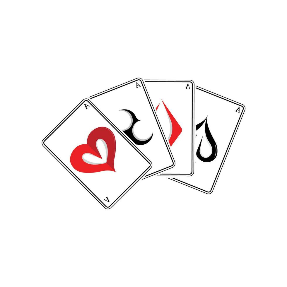 kasino poker årgång logotyp, vektor ruter, ess, hjärtan och spader, poker klubb hasardspel spel design