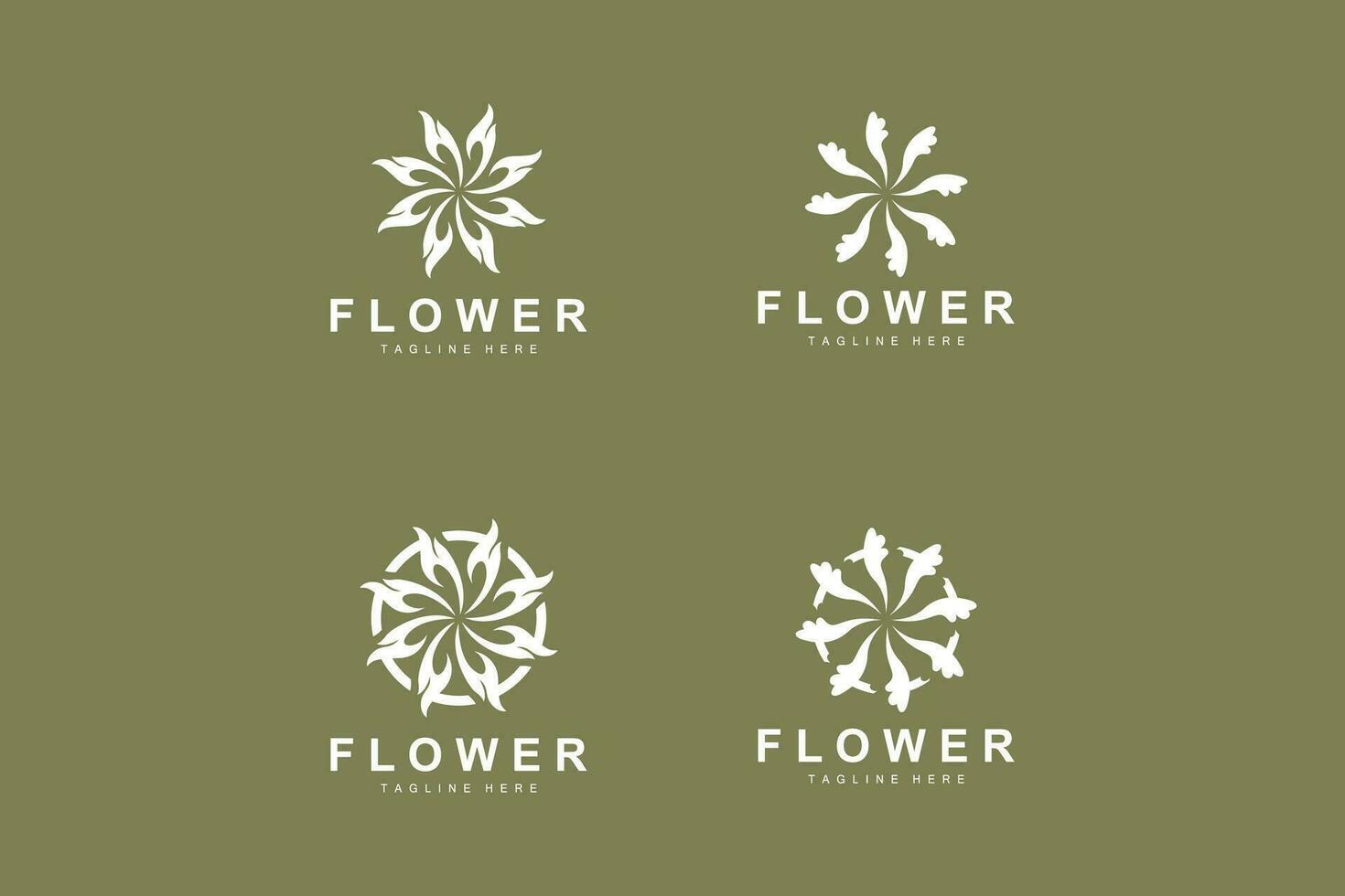 blommig logotyp, löv och blommor botanisk trädgård vektor, blommig design av liv vektor