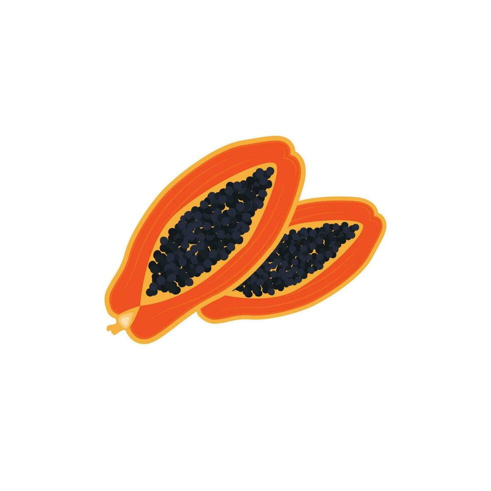 Papaya-Logo-Design, Vitamin-Frucht-Vektor, Symbol für Fruchtprodukt-Markenillustration vektor