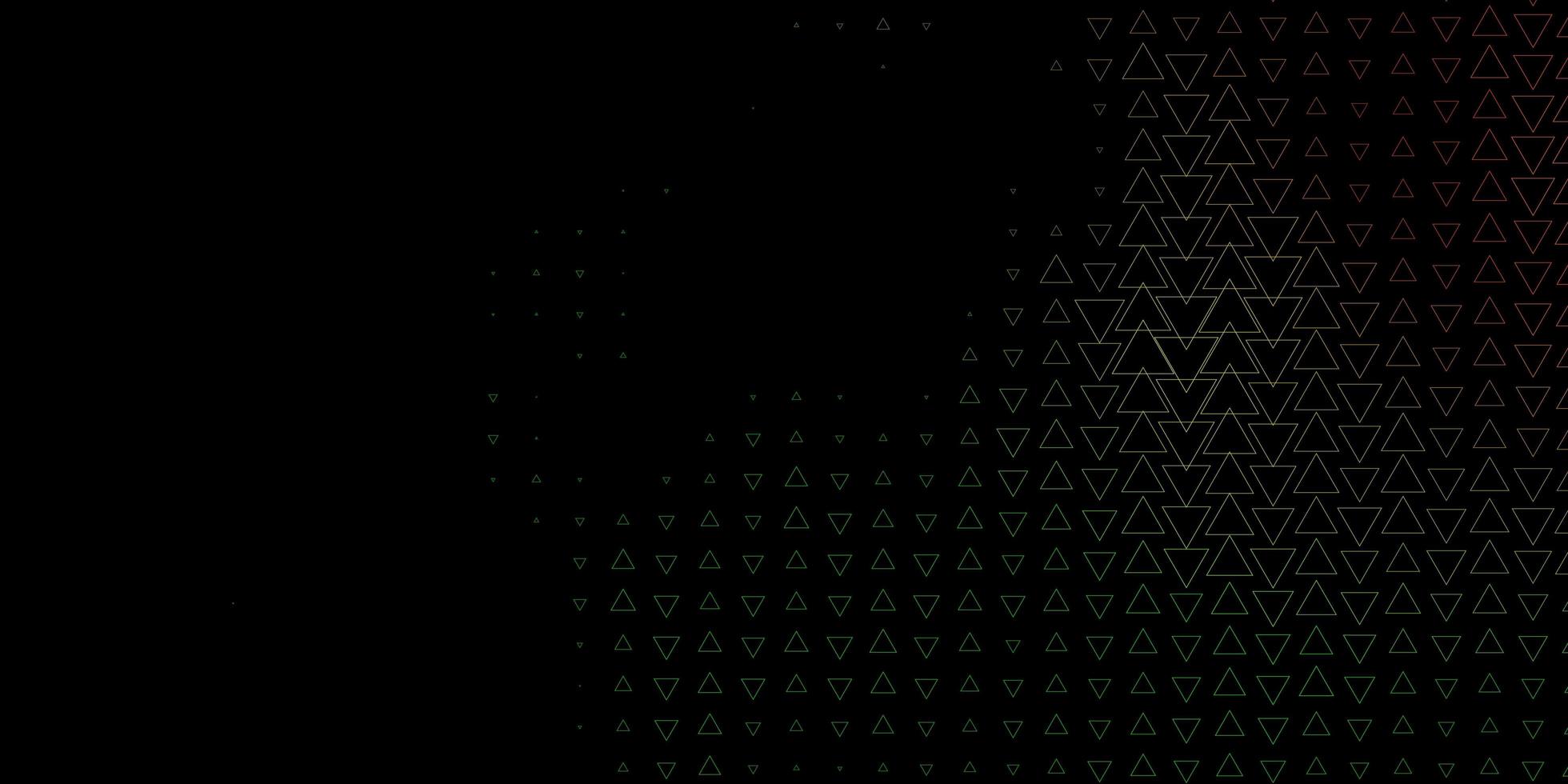 mörkgrön röd vektorlayout med linjer trianglar trianglar på abstrakt bakgrund med färgglad lutningsmall för tapeter vektor