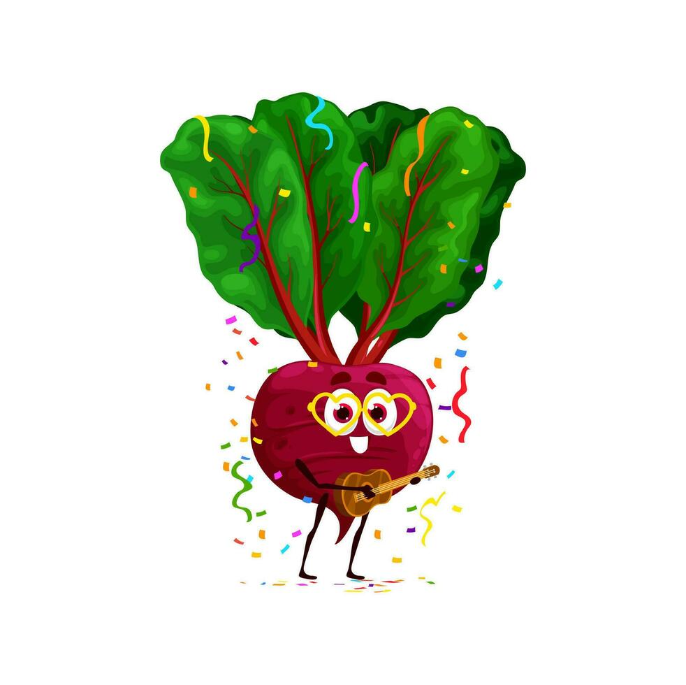 Karikatur komisch Zuckerrüben Gemüse Charakter auf Geburtstag vektor