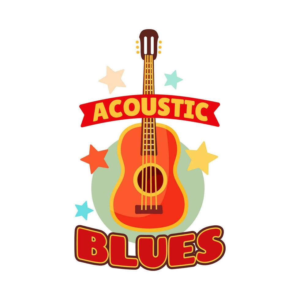 Blues Musik- Festival Gitarre Symbol, akustisch Konzert vektor