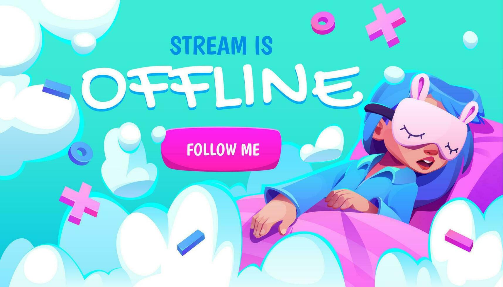 Karikatur offline Strom Banner, Folgen mich Taste vektor