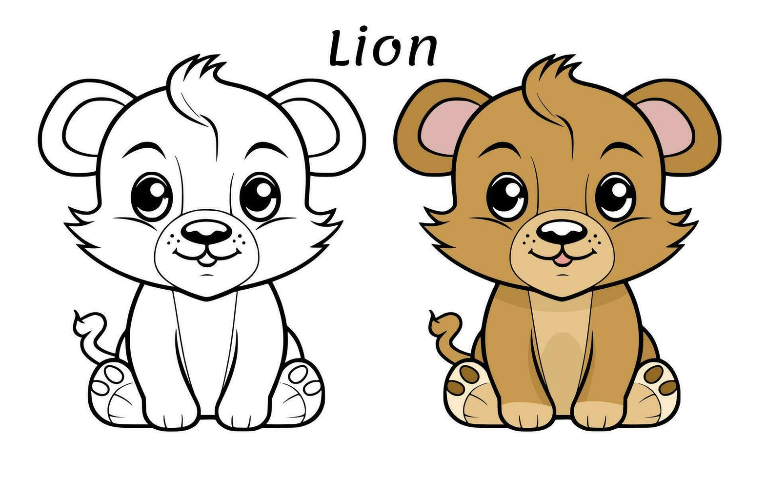 süß Löwe Tier Färbung Buch Illustration vektor