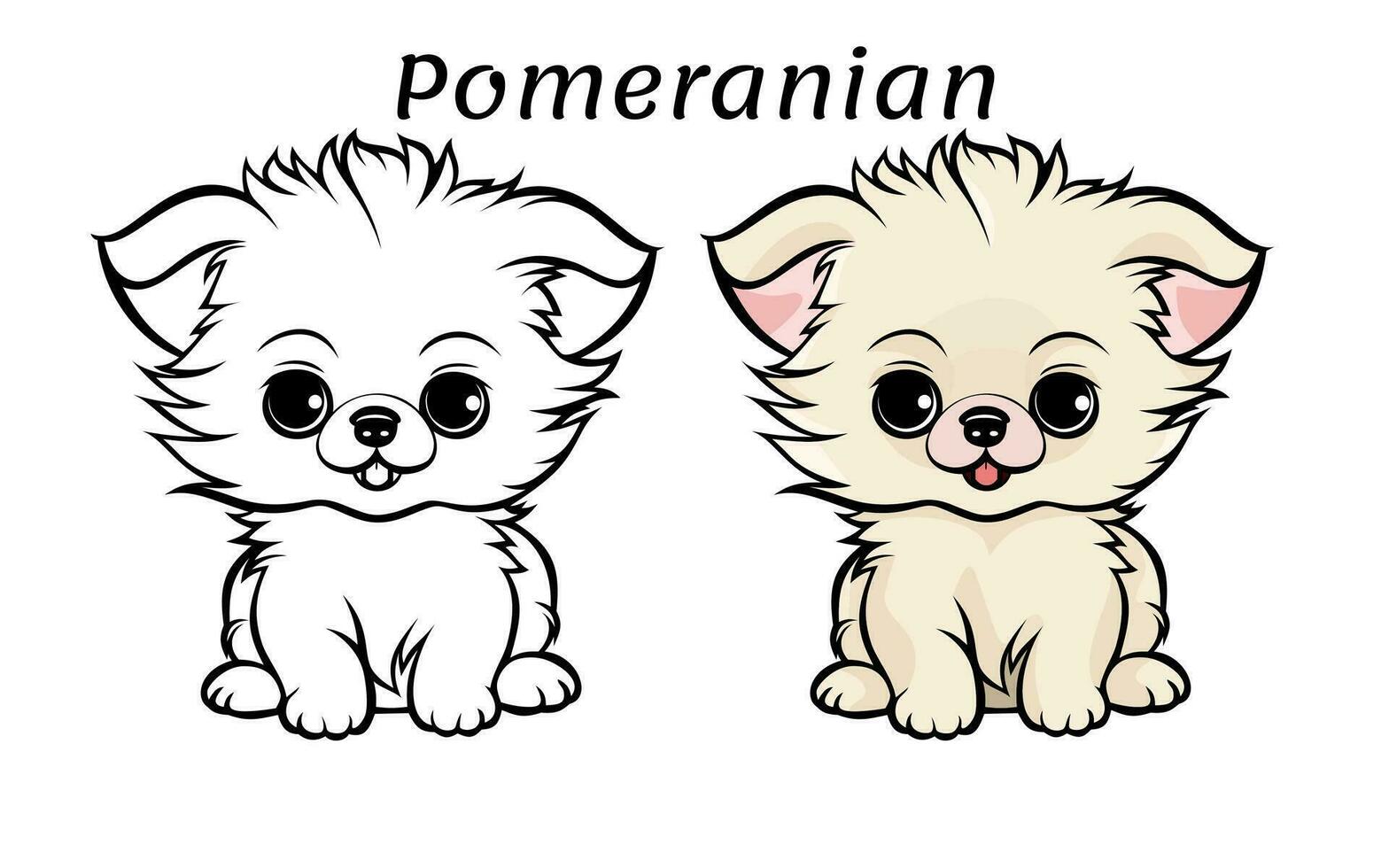 söt pomeranian hund djur- färg bok illustration vektor