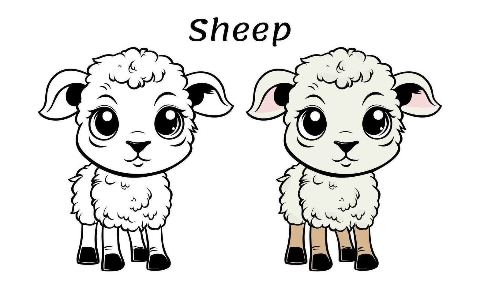süß Schaf Tier Färbung Buch Illustration vektor