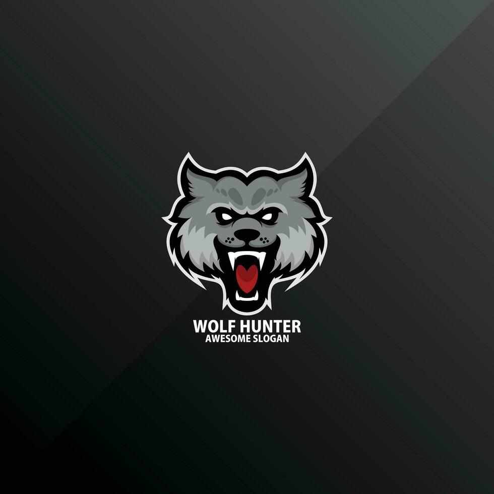 Wolf wütend Logo Design Spielen Esport vektor