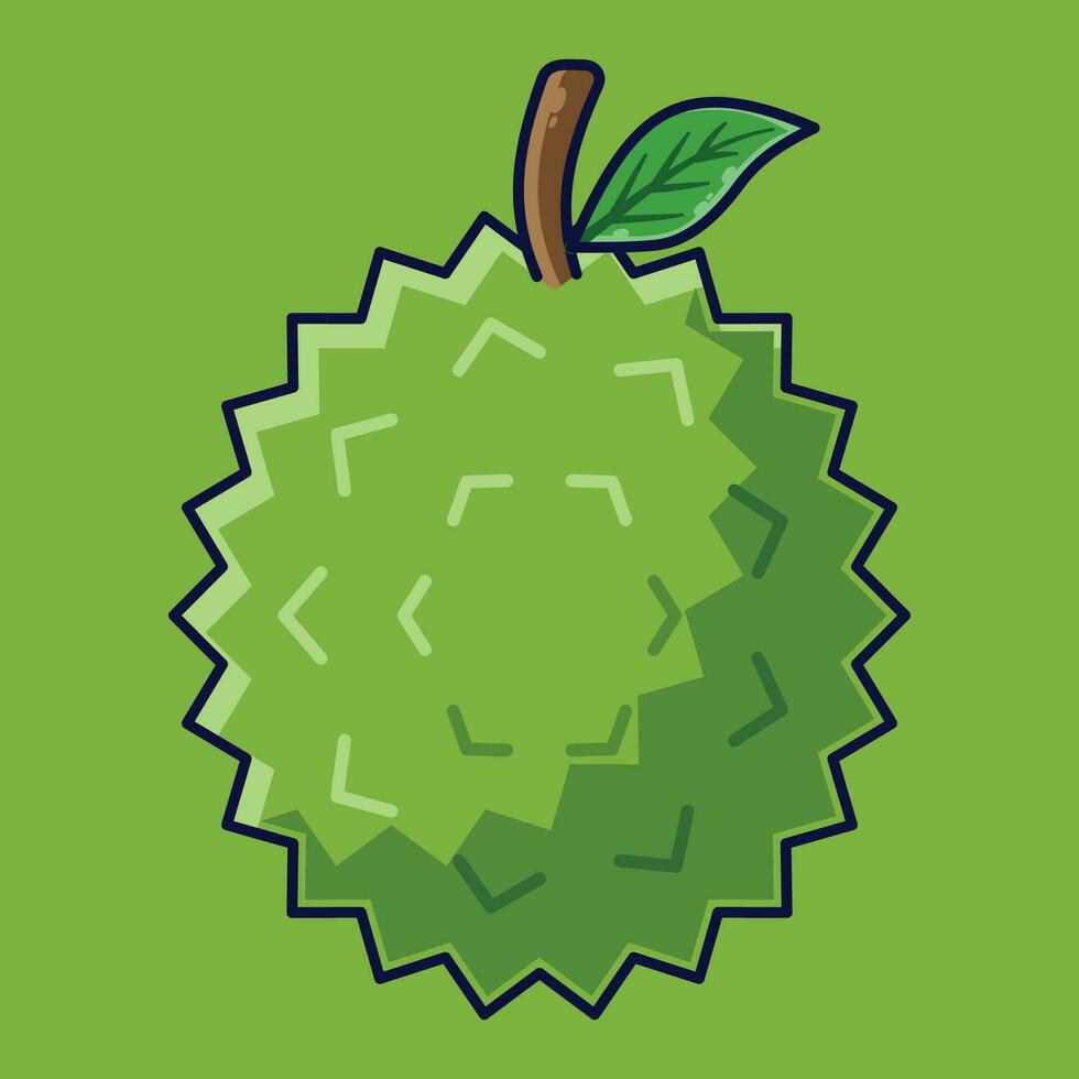 Durian frukt tecknad serie vektor ikon illustration. mat frukt ikon begrepp isolerat premie vektor. platt tecknad serie stil lämplig för webb landning sida, baner, klistermärke, bakgrund