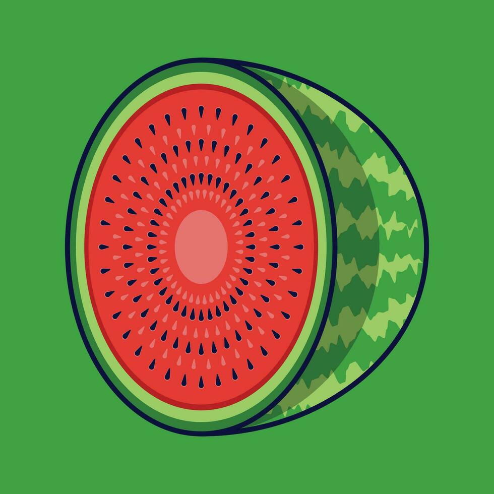 Wassermelone Obst Karikatur Vektor Symbol Illustration. Essen Obst Symbol Konzept isoliert Prämie Vektor. eben Karikatur Stil geeignet zum Netz Landung Buchseite, Banner, Aufkleber, Hintergrund