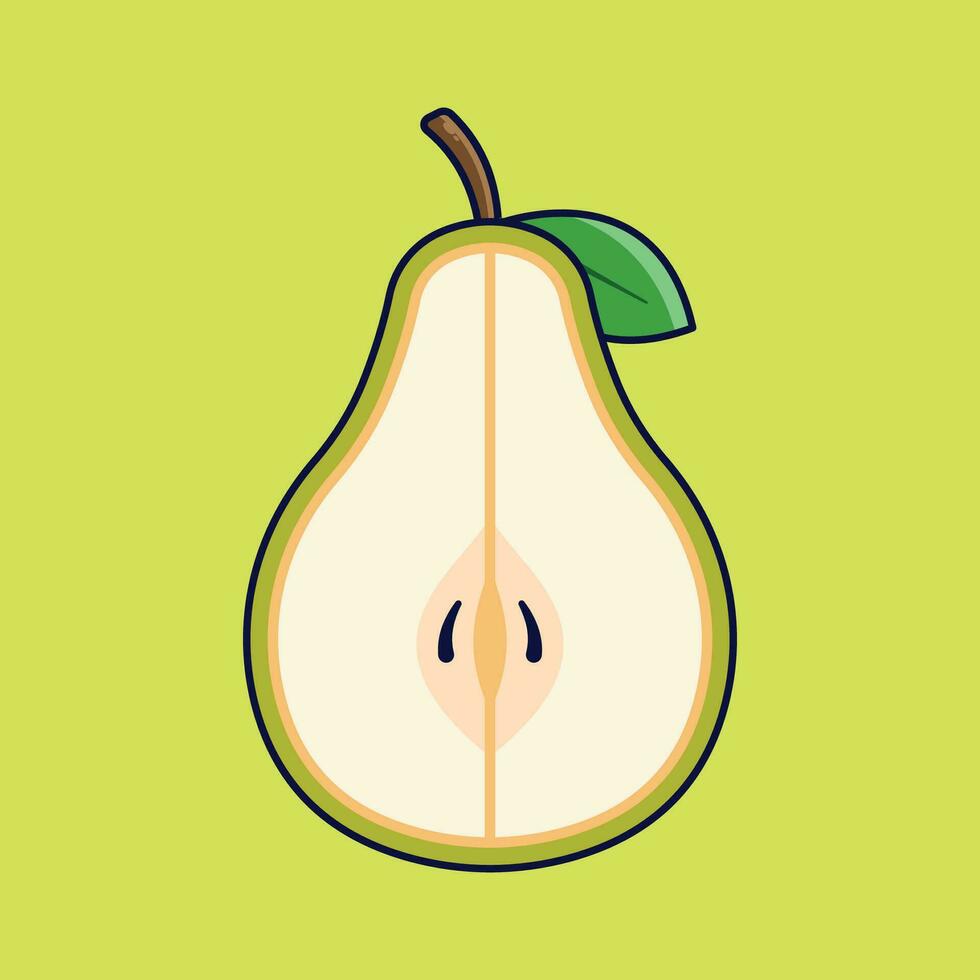 Birne Obst Karikatur Vektor Symbol Illustration. Essen Obst Symbol Konzept isoliert Prämie Vektor. eben Karikatur Stil geeignet zum Netz Landung Buchseite, Banner, Aufkleber, Hintergrund