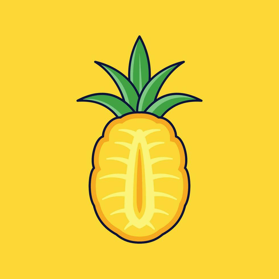 ananas frukt tecknad serie vektor ikon illustration. mat frukt ikon begrepp isolerat premie vektor. platt tecknad serie stil lämplig för webb landning sida, baner, klistermärke, bakgrund