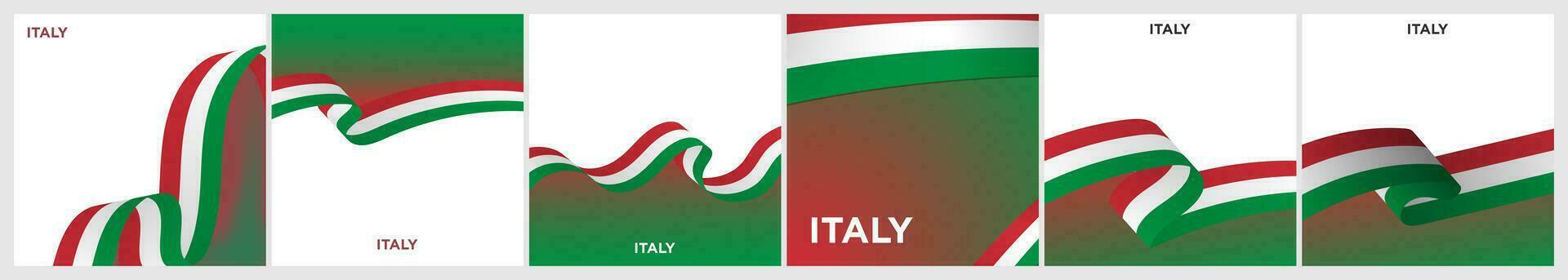 Italienisch Flagge Hintergründe. Flagge von Italien Layout Vorlagen mit Kopieren Raum. 3d Italienisch Flagge Bänder Rahmen. editierbar Vektor Illustration. eps 10.