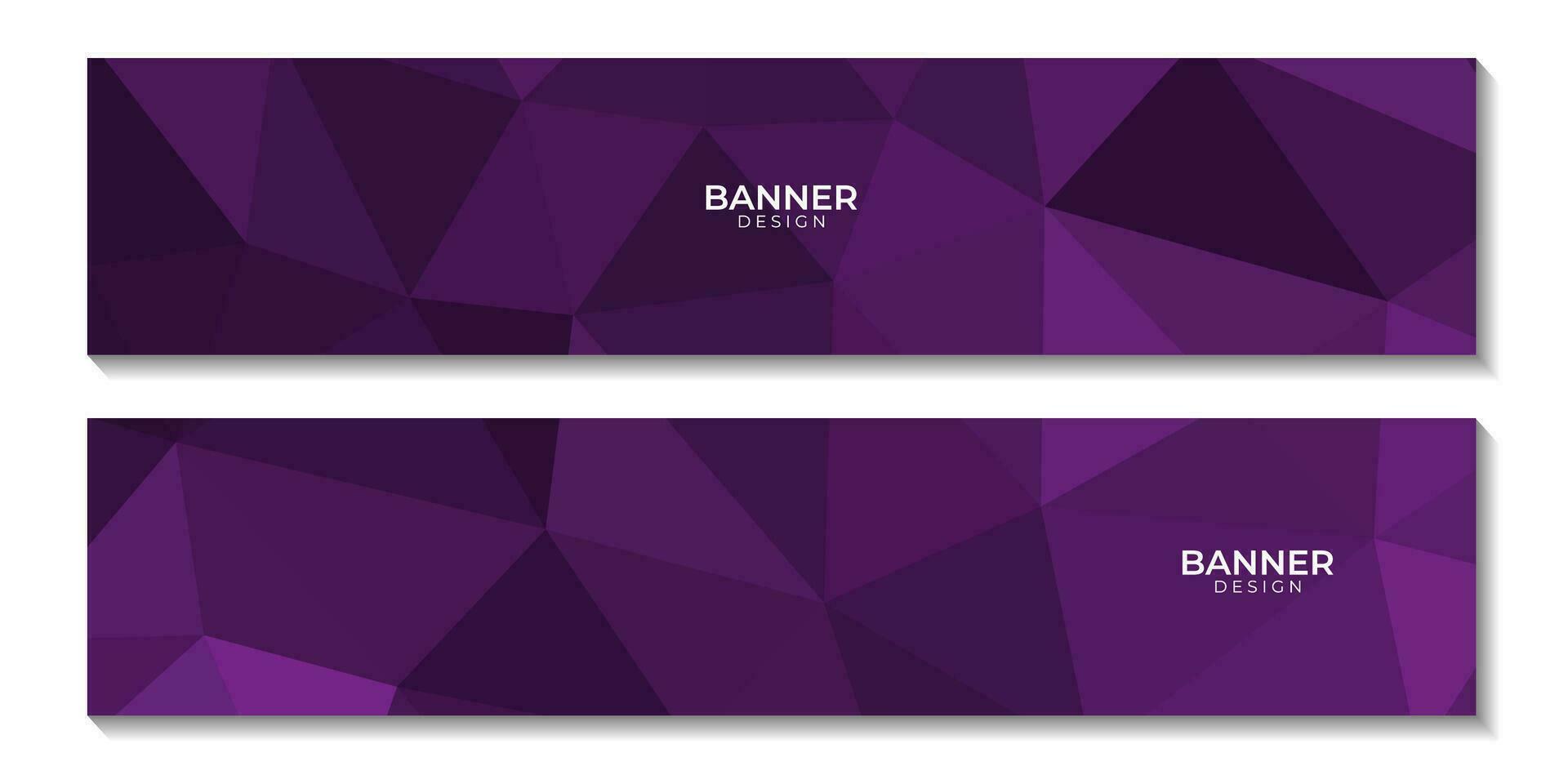 uppsättning av banderoller abstrakt lila geometrisk bakgrund med trianglar för företag vektor