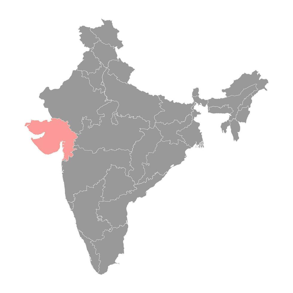 Gujarat Zustand Karte, administrative Aufteilung von Indien. Vektor Illustration.
