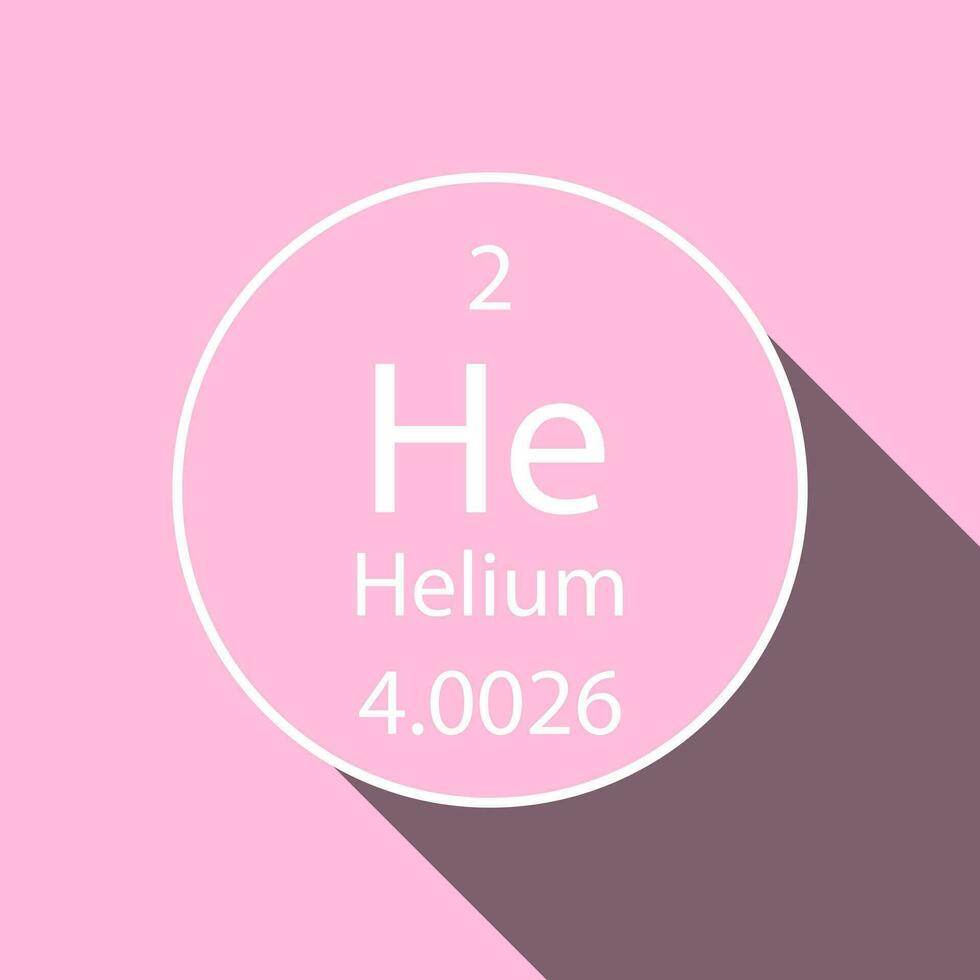helium symbol med lång skugga design. kemisk element av de periodisk tabell. vektor illustration.