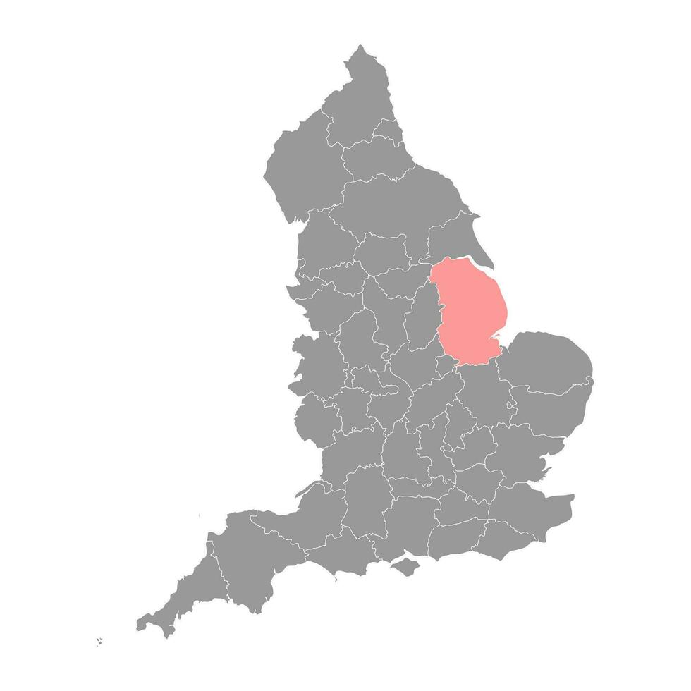 Lincolnshire Karta, ceremoniell grevskap av england. vektor illustration.
