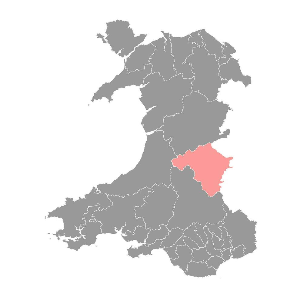 distrikt av radnorshire Karta, distrikt av Wales. vektor illustration.