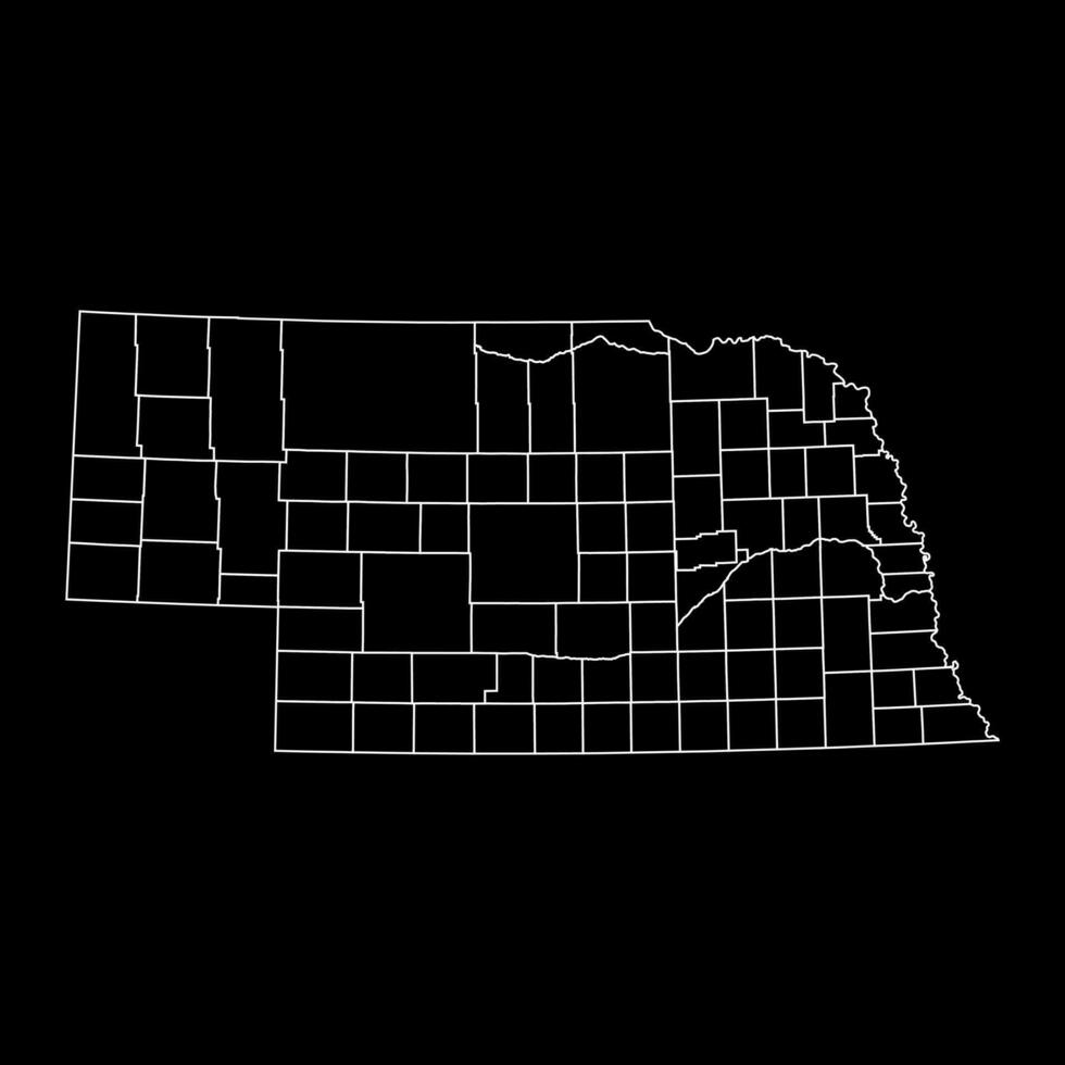 Nebraska stat Karta med län. vektor illustration.