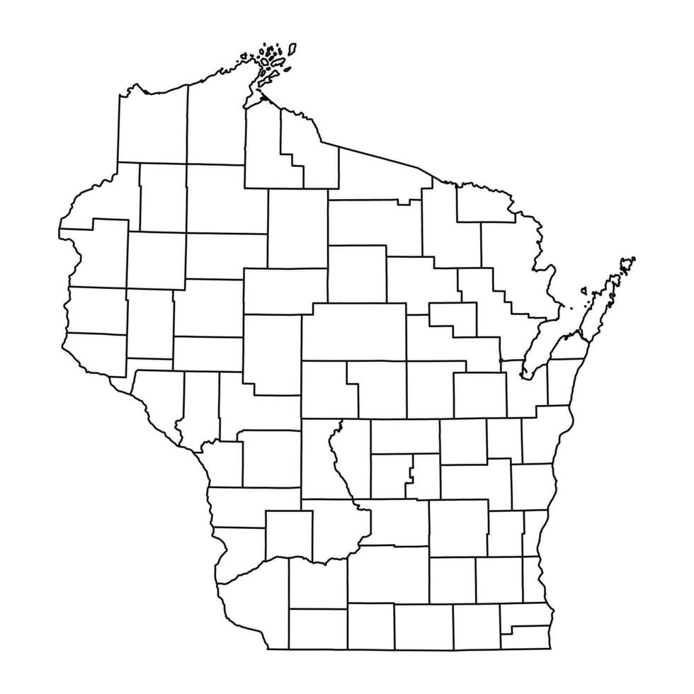 Wisconsin Zustand Karte mit Landkreise. Vektor Illustration.