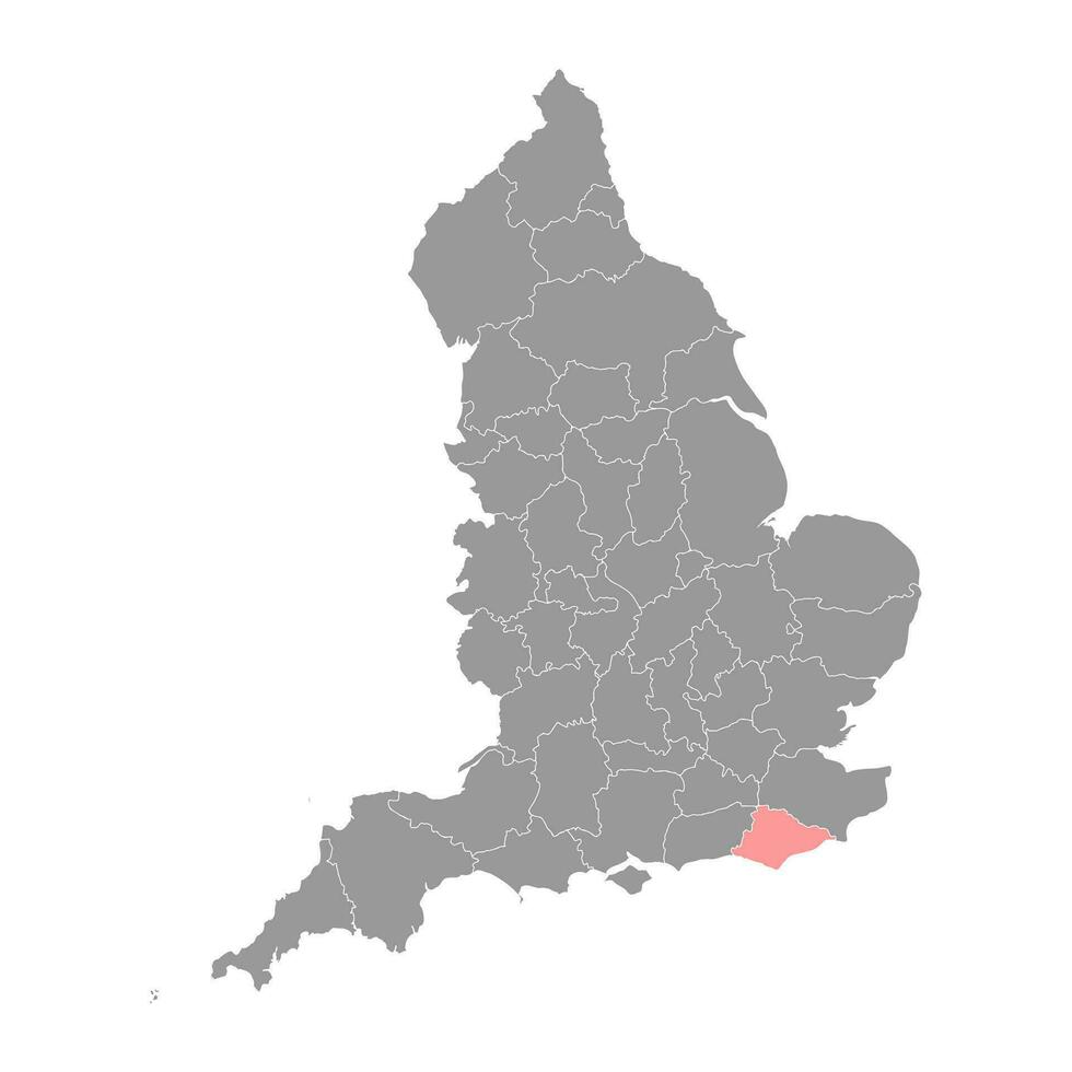 Osten sussex Karte, zeremoniell Bezirk von England. Vektor Illustration.