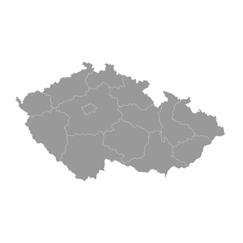 Tschechisch Republik grau Karte mit Regionen. Vektor Illustration.