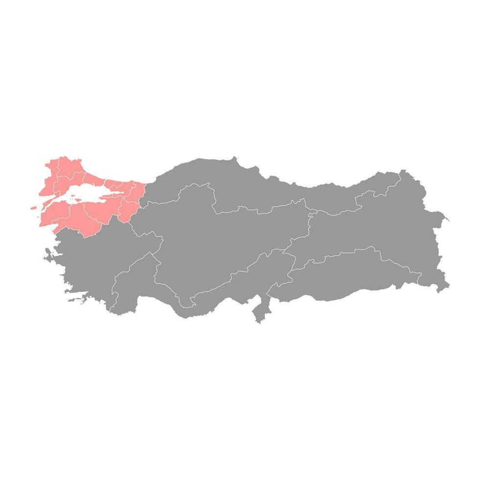 Marmara Region Karte, administrative Abteilungen von Truthahn. Vektor Illustration.