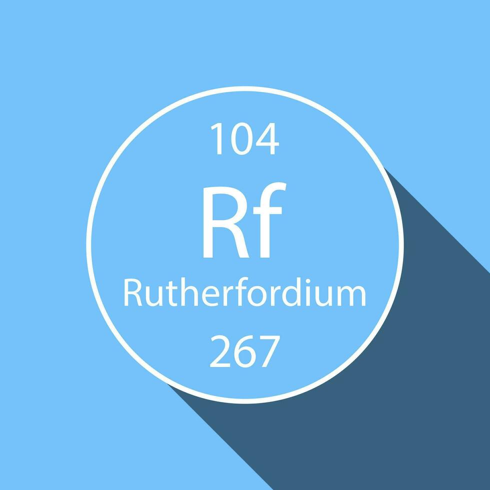 rutherfordium symbol med lång skugga design. kemisk element av de periodisk tabell. vektor illustration.