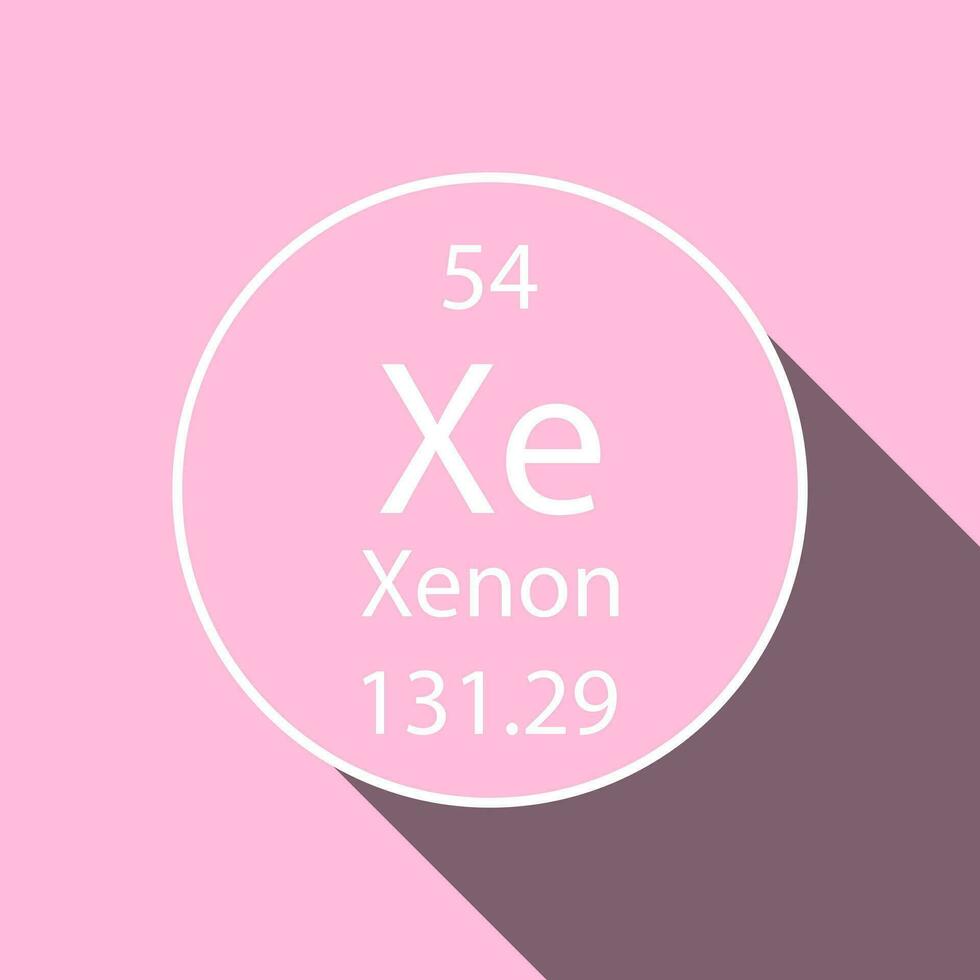 xenon symbol med lång skugga design. kemisk element av de periodisk tabell. vektor illustration.