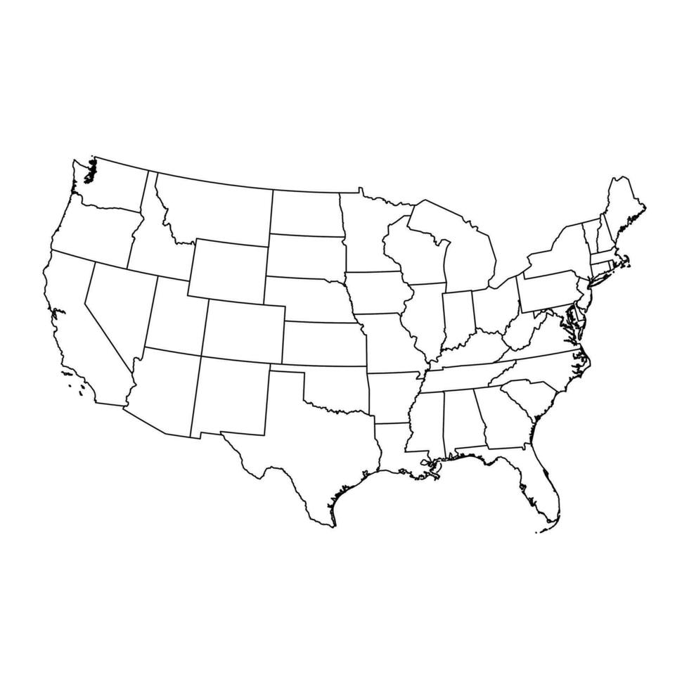 USA Karte mit Zustand Grenzen. Vektor Illustration.