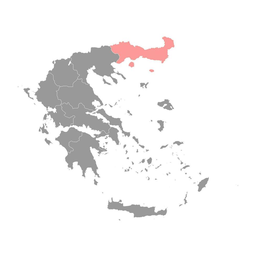 östra macedonia och thrakien område Karta, administrativ område av grekland. vektor illustration.
