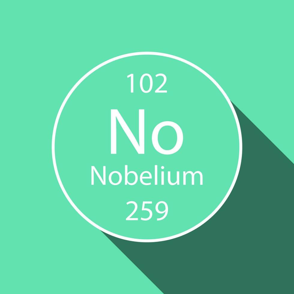 Nobelium Symbol mit lange Schatten Design. chemisch Element von das periodisch Tisch. Vektor Illustration.