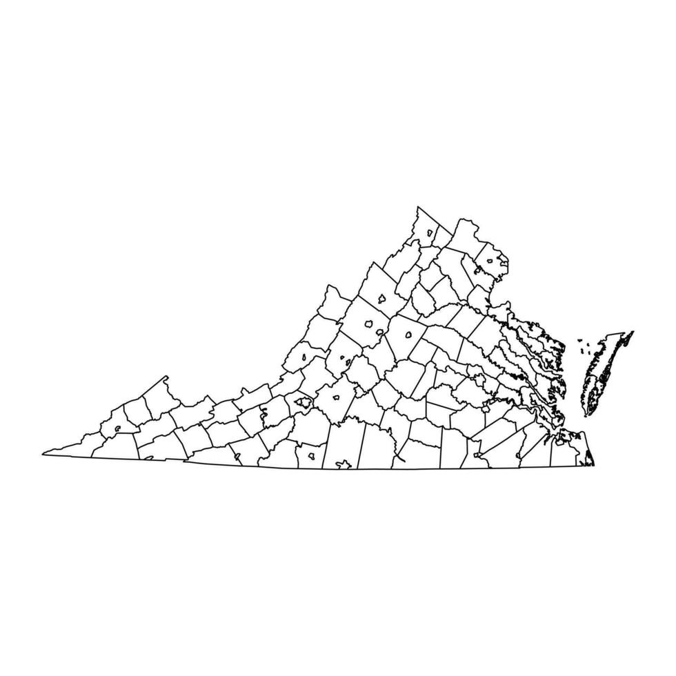 Virginia Zustand Karte mit Landkreise. Vektor Illustration.