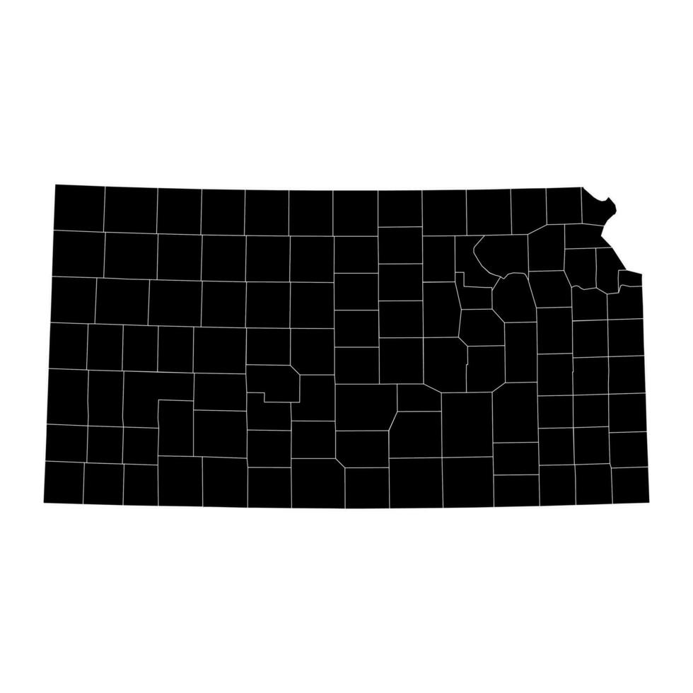 Kansas Zustand Karte mit Landkreise. Vektor Illustration.