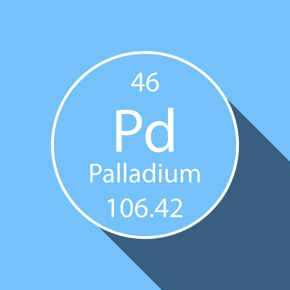 palladium symbol med lång skugga design. kemisk element av de periodisk tabell. vektor illustration.